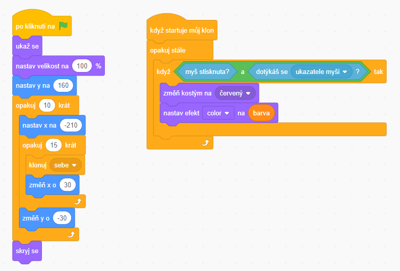 Ukázka programu ve Scratch